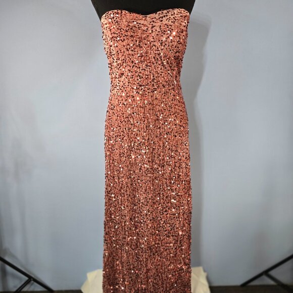 Unithorse Chinelle Sequined Lined Gown Detachable Sleeves Size 22 Mauve (HD) - Picture 3 of 8